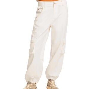 Bershka off white denim cargo joggers